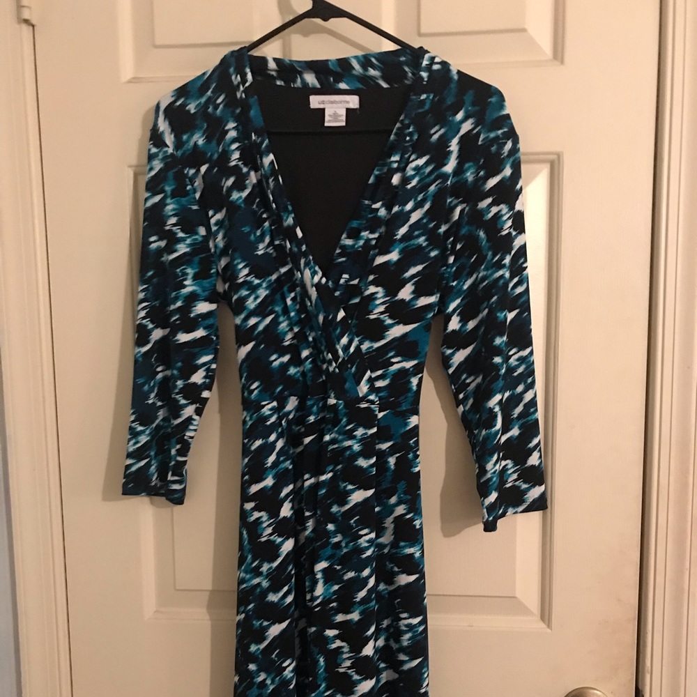 Liz Claiborne Patterned Jersey Wrap Dress